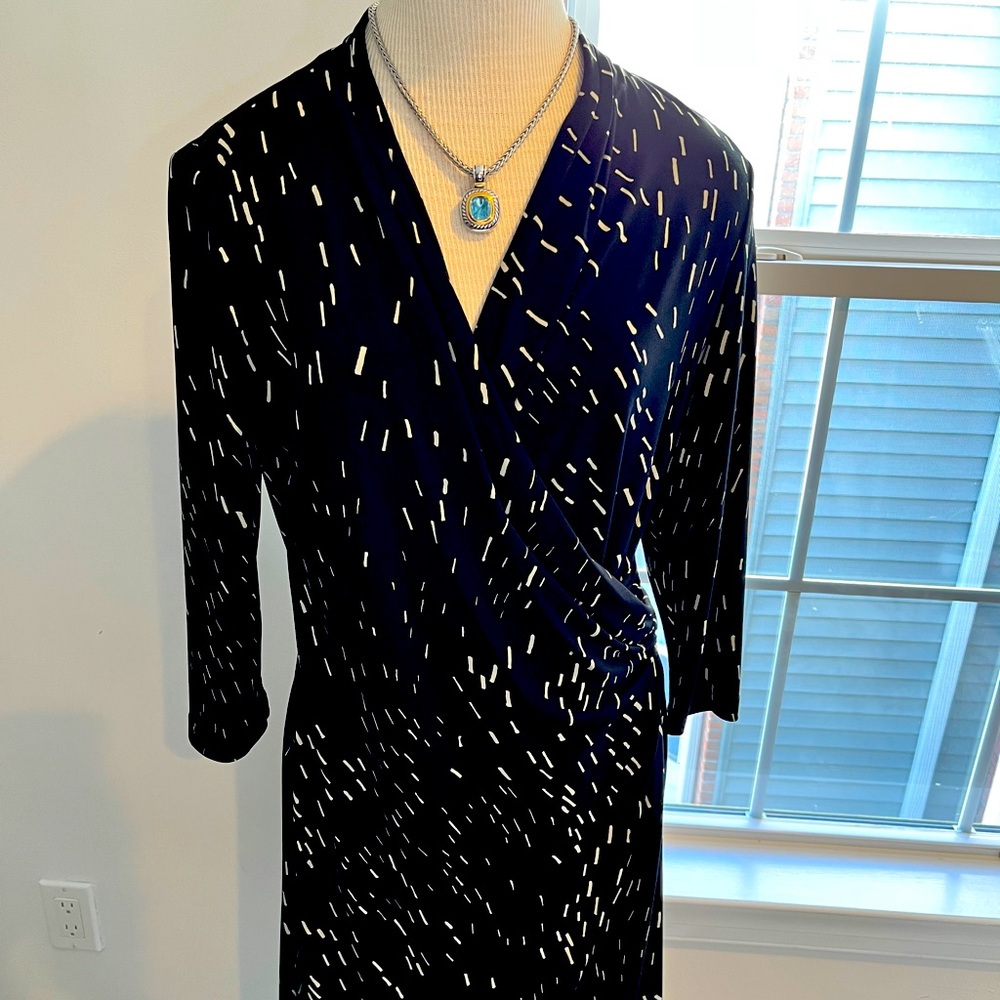 Easy care faux wrap dress